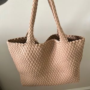 Woven tan tote- water resistant NWOT